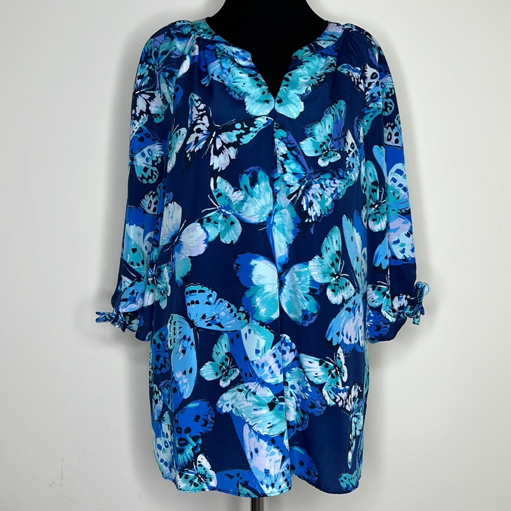 PAPPAGALLO Butterfly Blue Blouse M